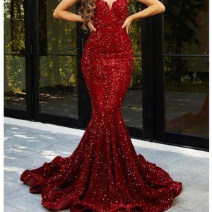 Red Sequin Dress - PS21208 - RED -PORTIA & SCARLETT - SZ 2